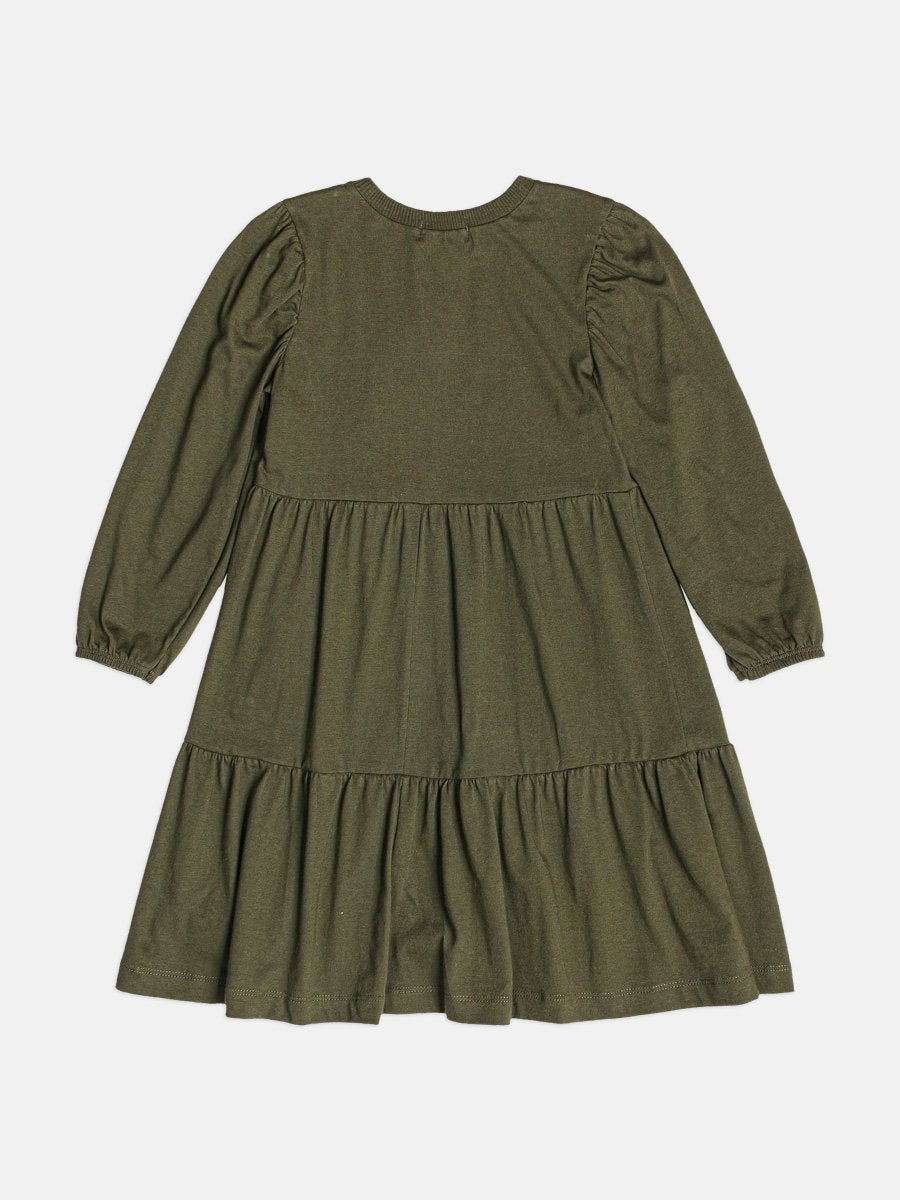Children's Green Girl's Dress with Sequin Bow