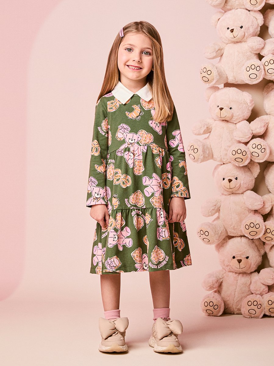 Sweet Bear Long Sleeve Children's Dress