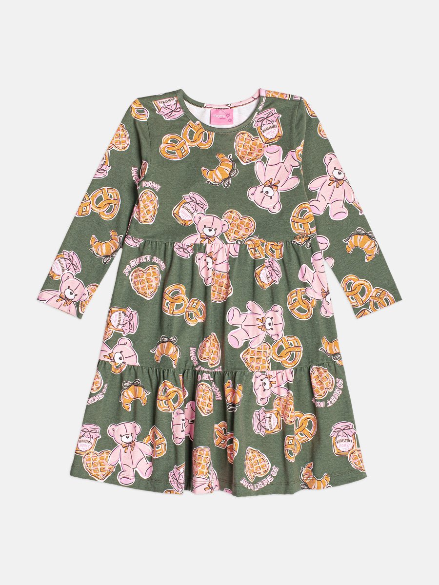 Sweet Bear Long Sleeve Children's Dress