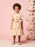 Children's Dress for Girls with Teddy Bear Embroidery