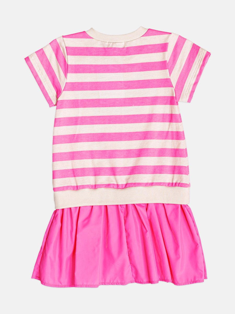 Children's Girl's Striped Dress with Cherry Patch
