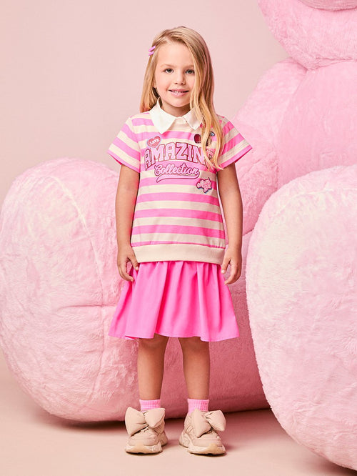 Children's Girl's Striped Dress with Cherry Patch