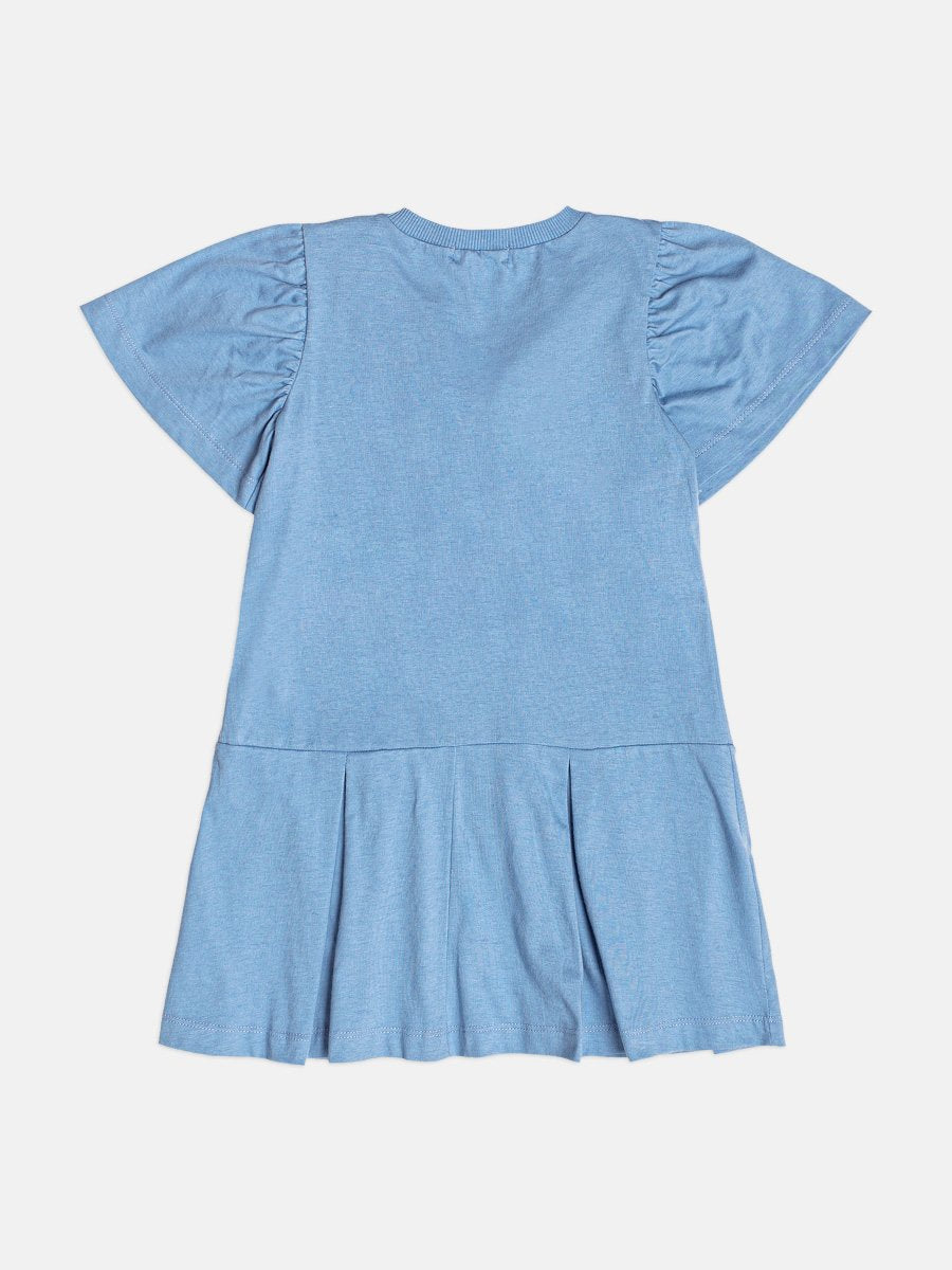 Children's Girl's Short Sleeve Dress with Scarf
