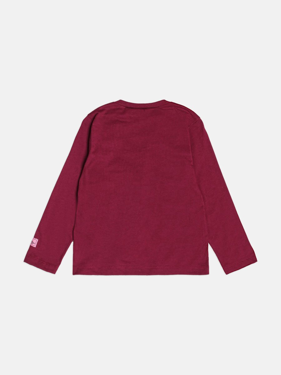 Burgundy Children's T-Shirt with Hello Kitty Patch