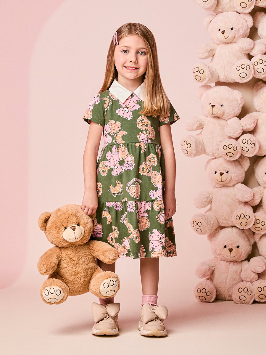 Sweet Bear Children's Girl's Short Sleeve Dress