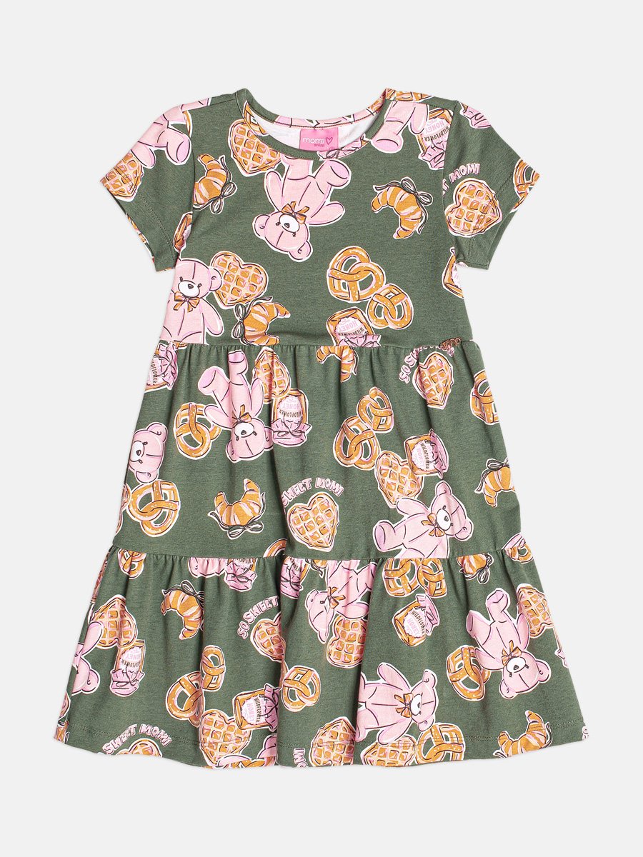 Sweet Bear Children's Girl's Short Sleeve Dress