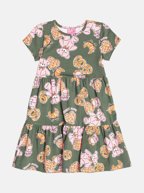 Sweet Bear Children's Girl's Short Sleeve Dress