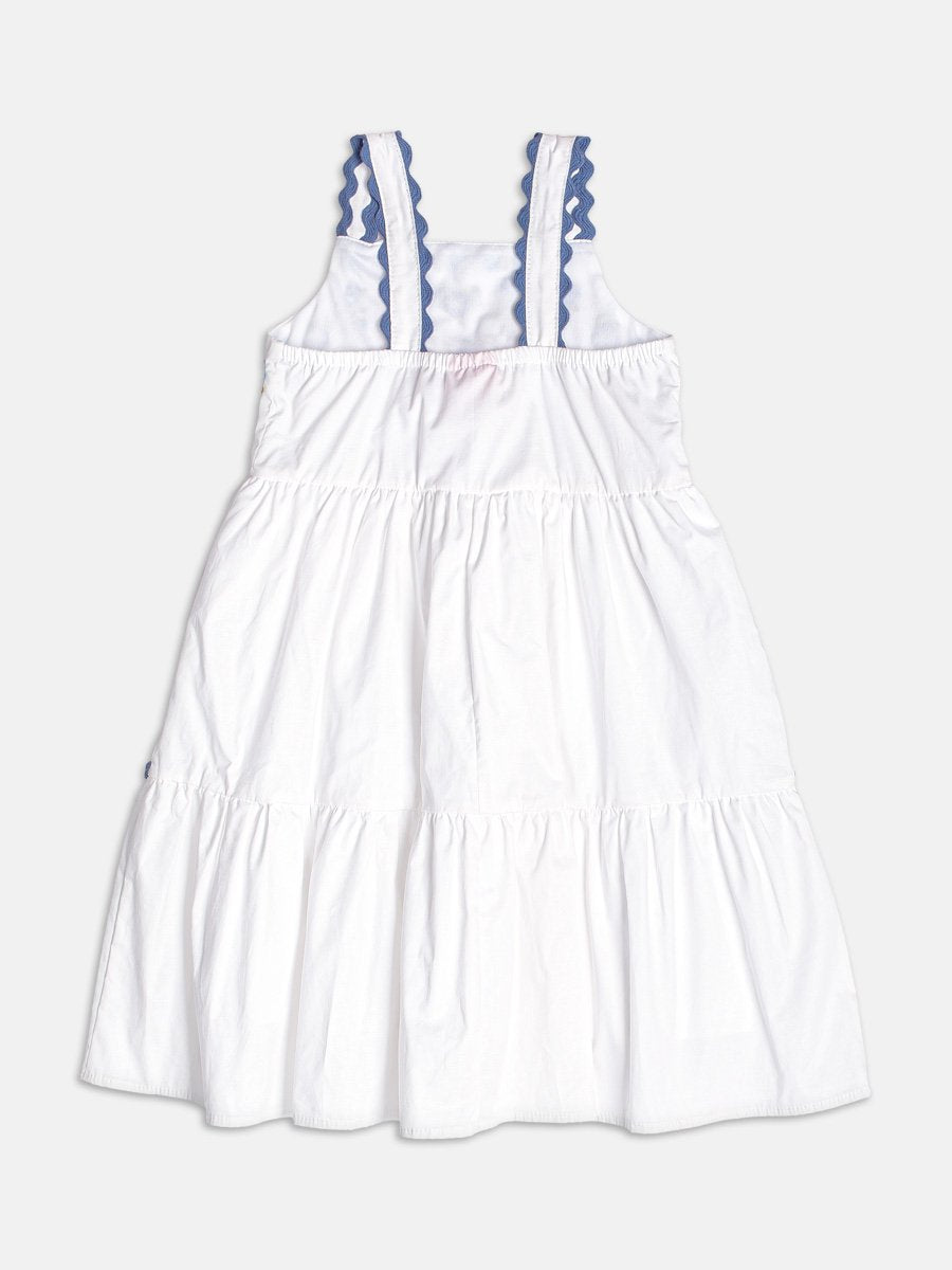 Off Dress with Flower Embroidery