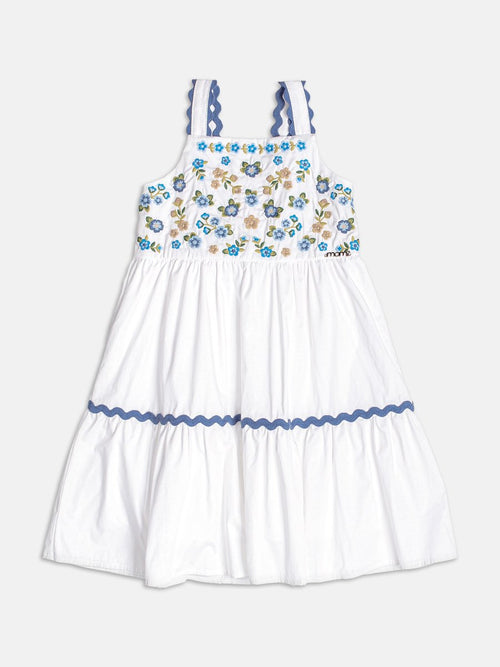 Off Dress with Flower Embroidery