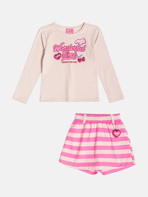Children's Girl's Long Sleeve Cherry Striped Set