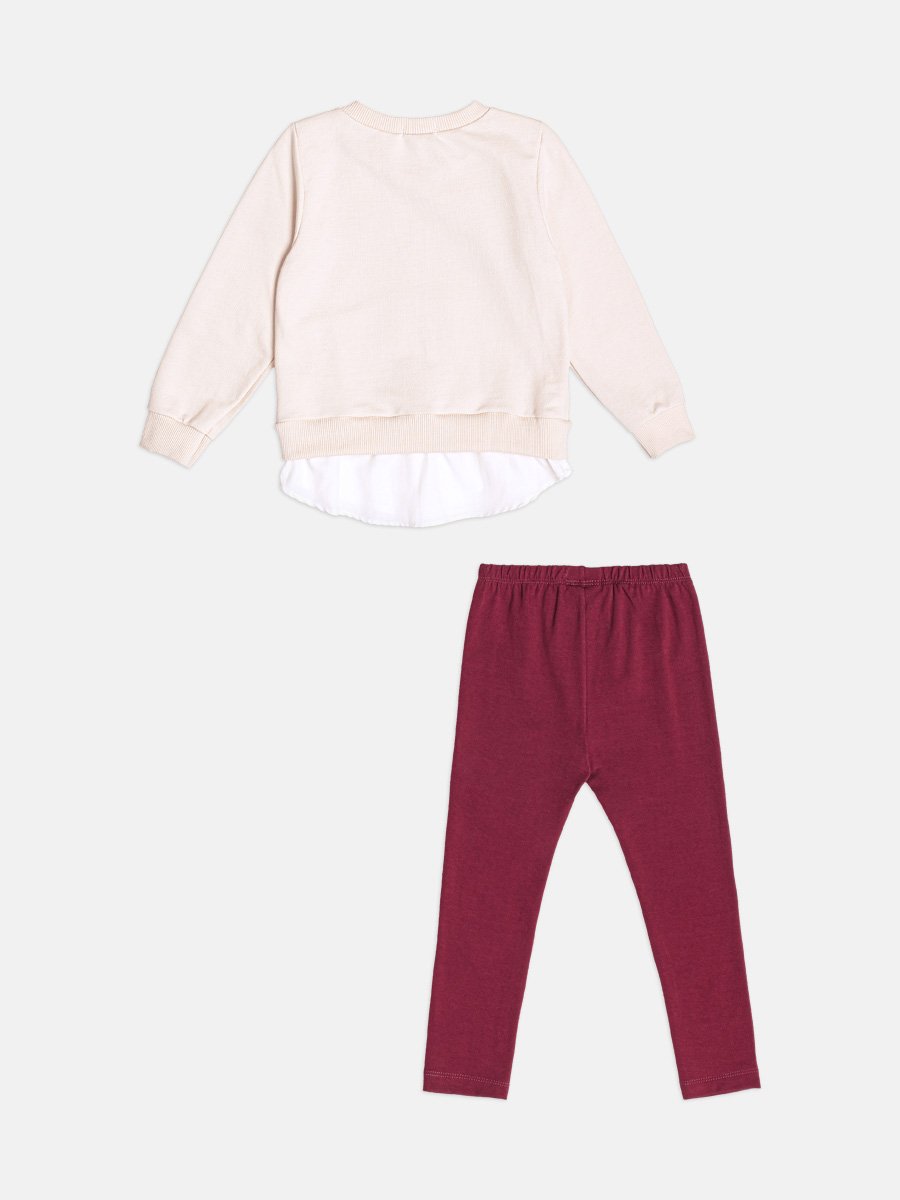 Girls Teddy Bear Sweatsuit Set with Ruffle