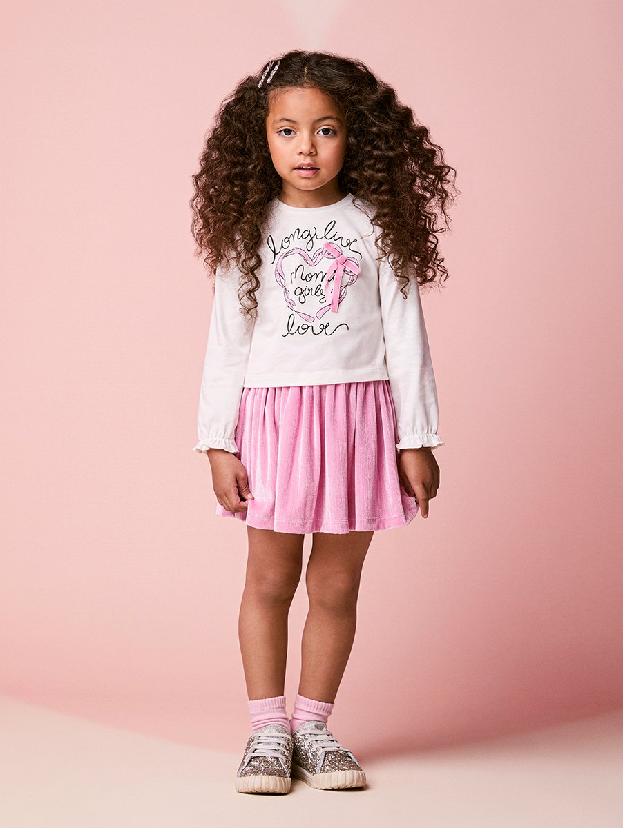Momi Girls' Set – Long Sleeve in Plush with Little Bow