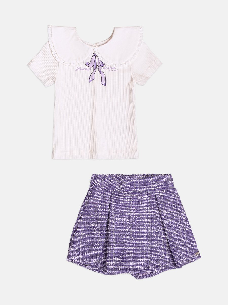 Momi Girls' Set – Tweed with Collar