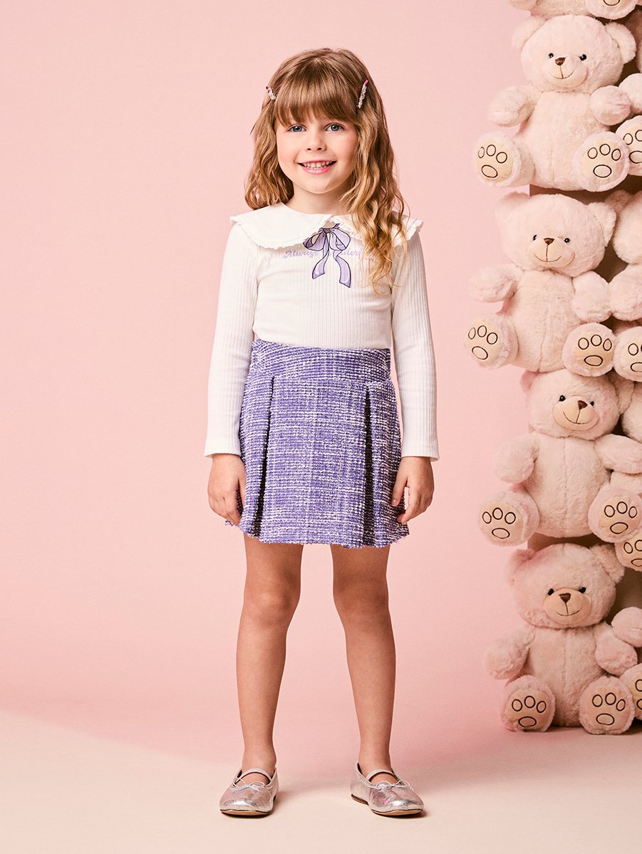 Momi Girls' Set – Long Sleeve in Tweed with Collar
