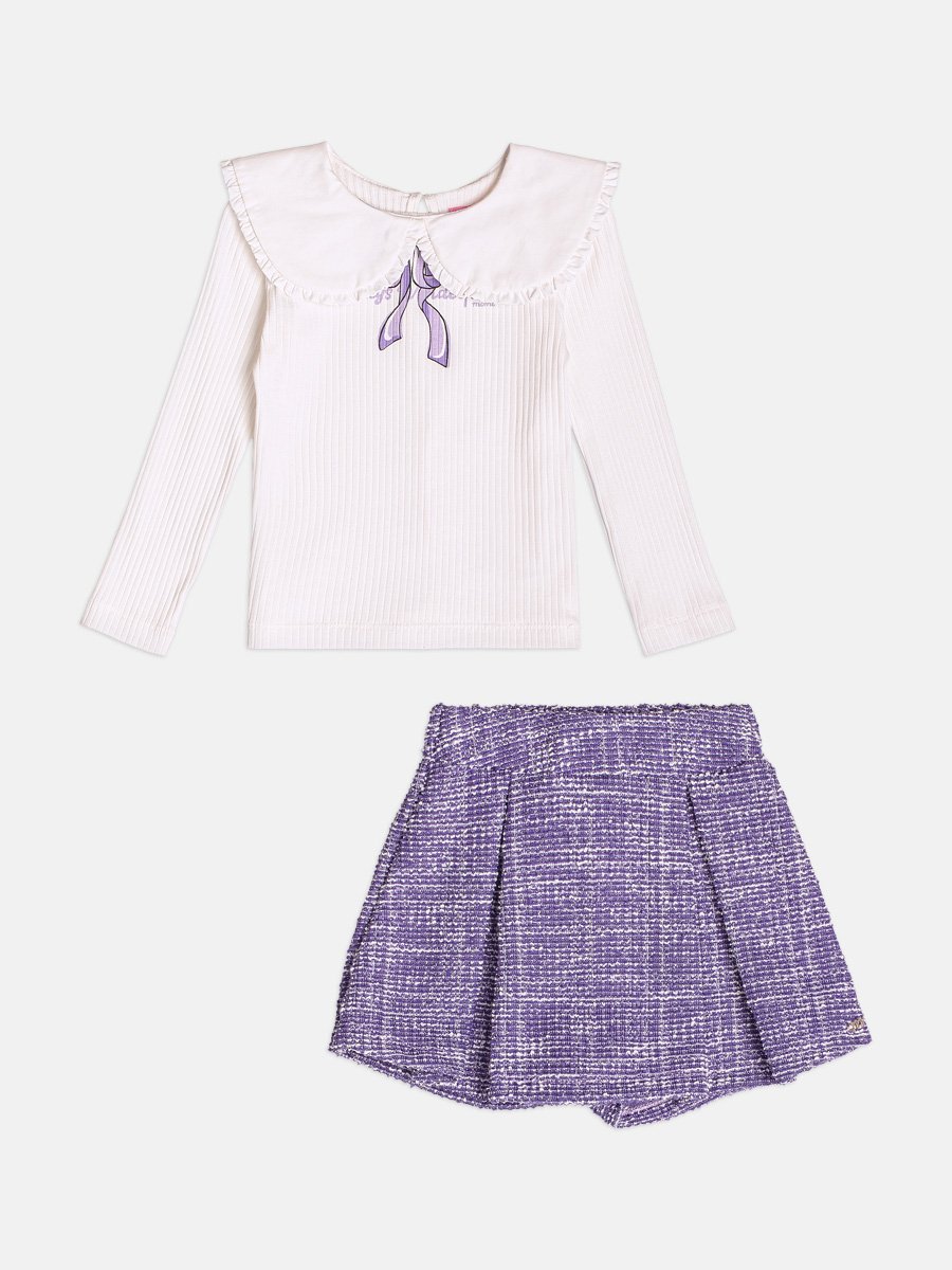 Momi Girls' Set – Long Sleeve in Tweed with Collar