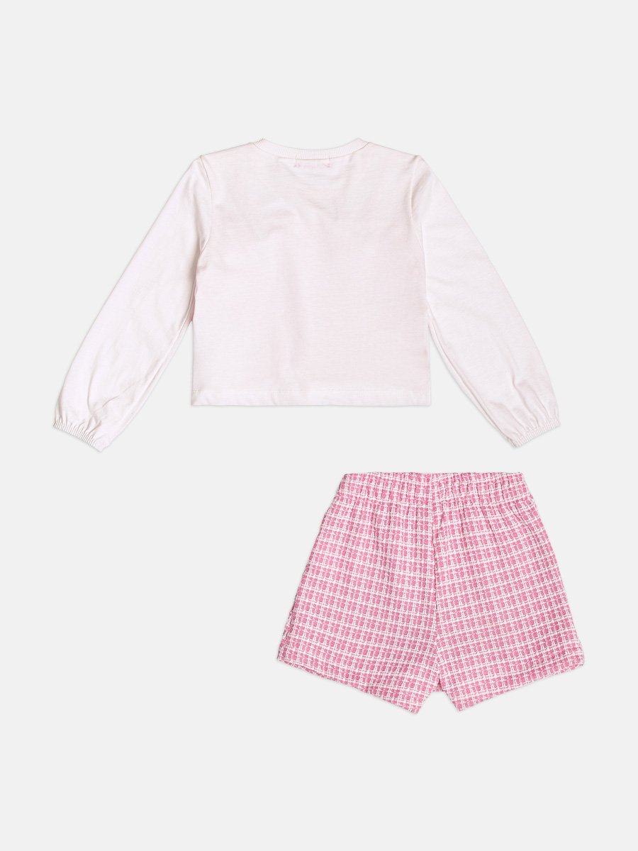 Children's Set for Girls Long Sleeve in Pink Tweed