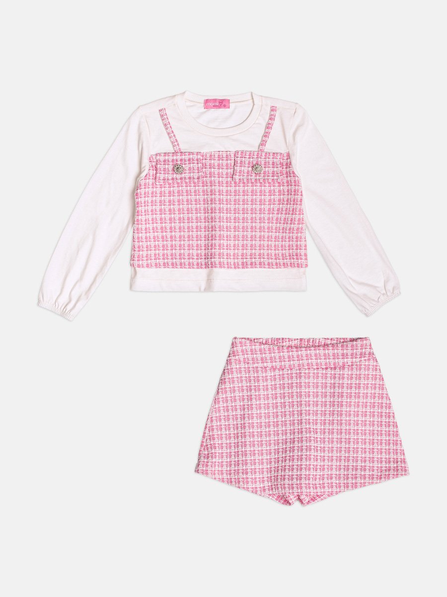 Children's Set for Girls Long Sleeve in Pink Tweed
