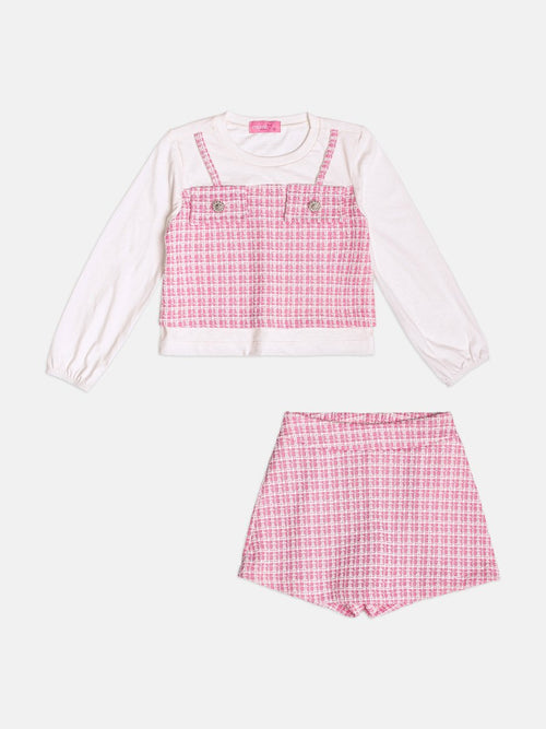 Children's Set for Girls Long Sleeve in Pink Tweed