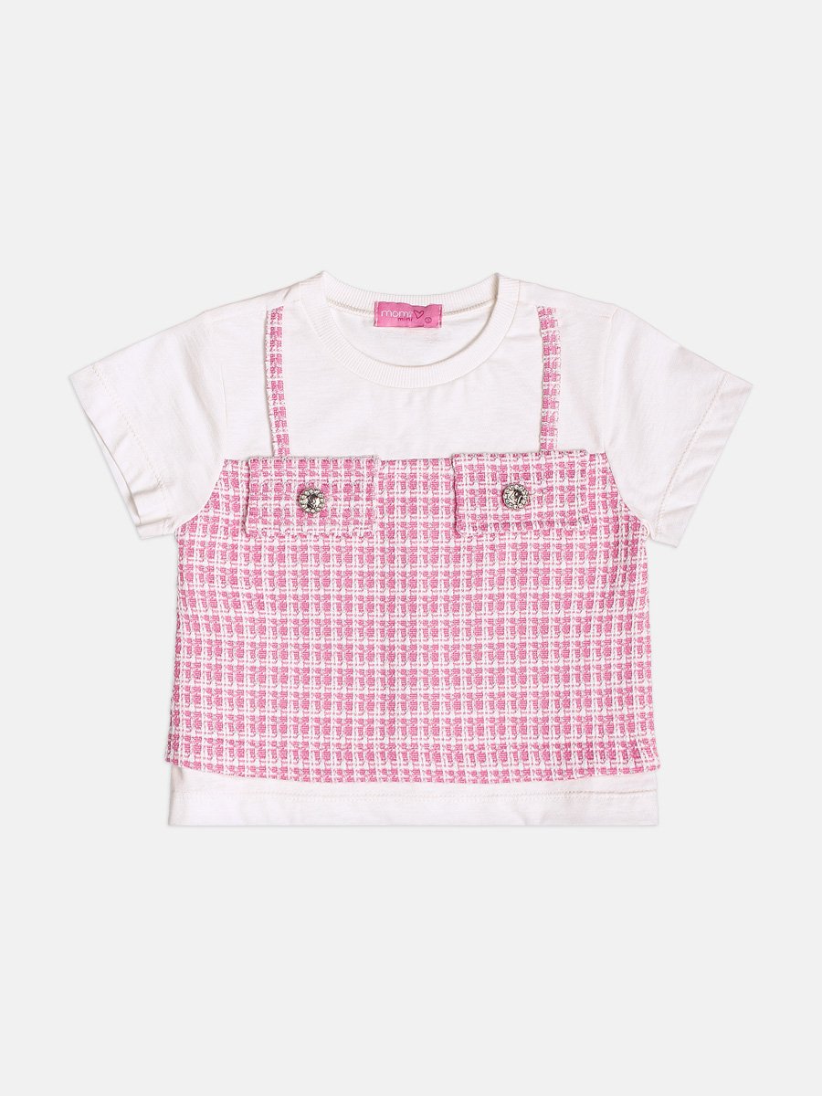 Children's Set for Girls Short Sleeve in Pink Tweed