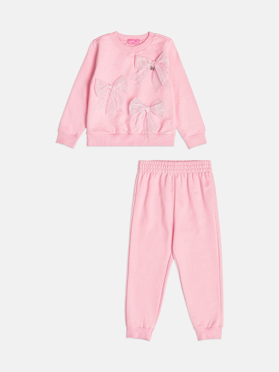 Girls Sweatsuit Set with Tulle Bows