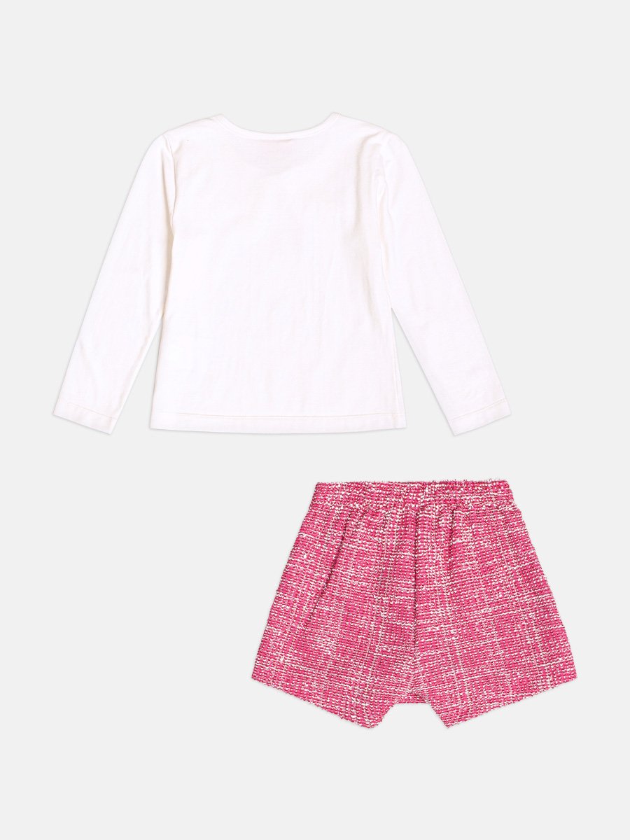 Girls Long Sleeve Tweed Set with Bow