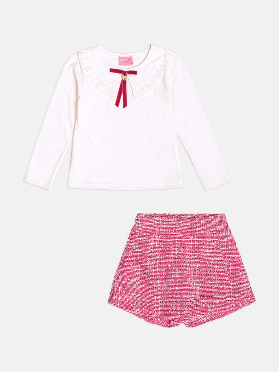 Girls Long Sleeve Tweed Set with Bow