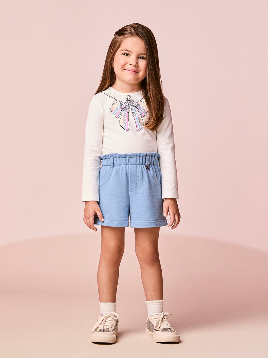 Girls Long Sleeve Set with Bow Print