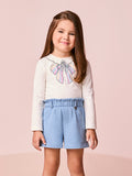 Girls Long Sleeve Set with Bow Print