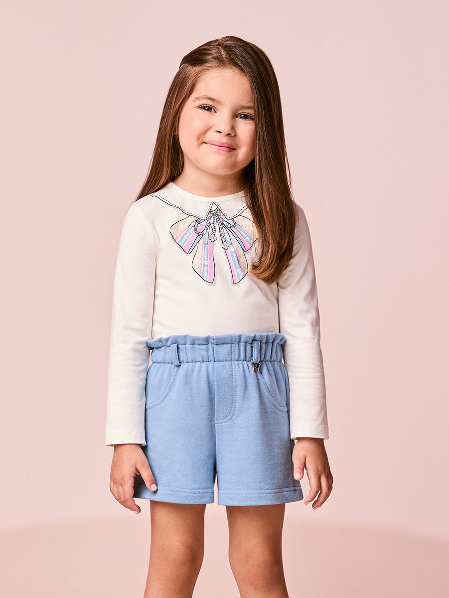 Girls Long Sleeve Set with Bow Print