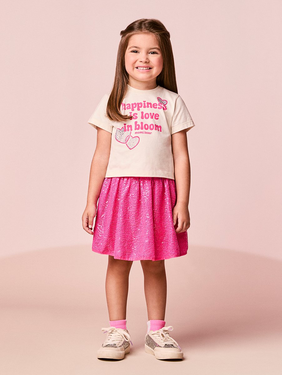 Pink Girl Children's Set of Hearts with Sequins