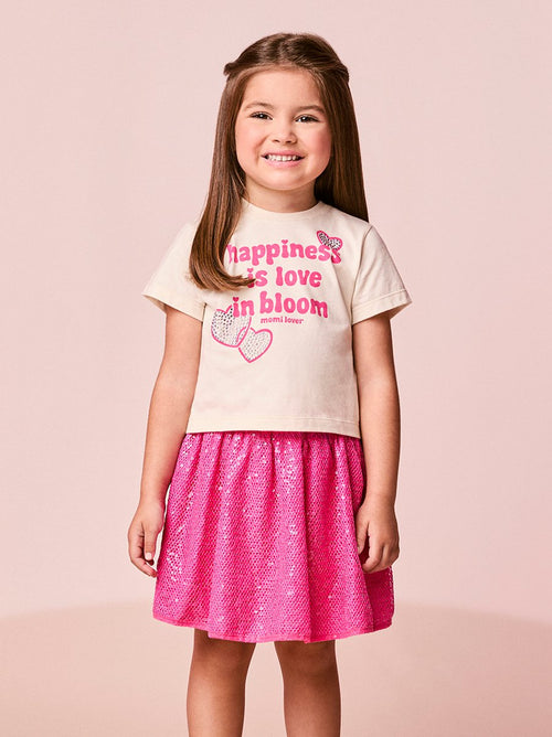 Pink Girl Children's Set of Hearts with Sequins
