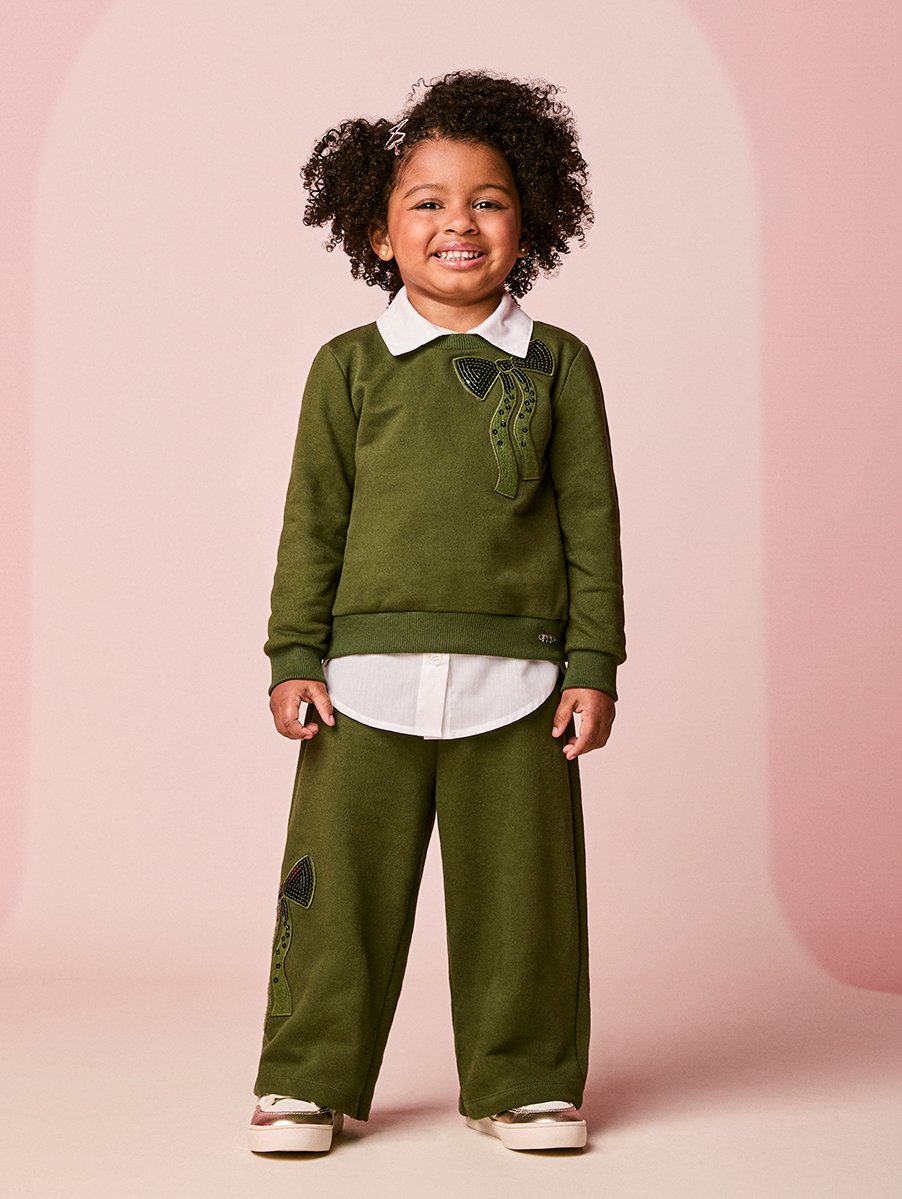 Children's Set of Sweatshirt with Sequin Bow