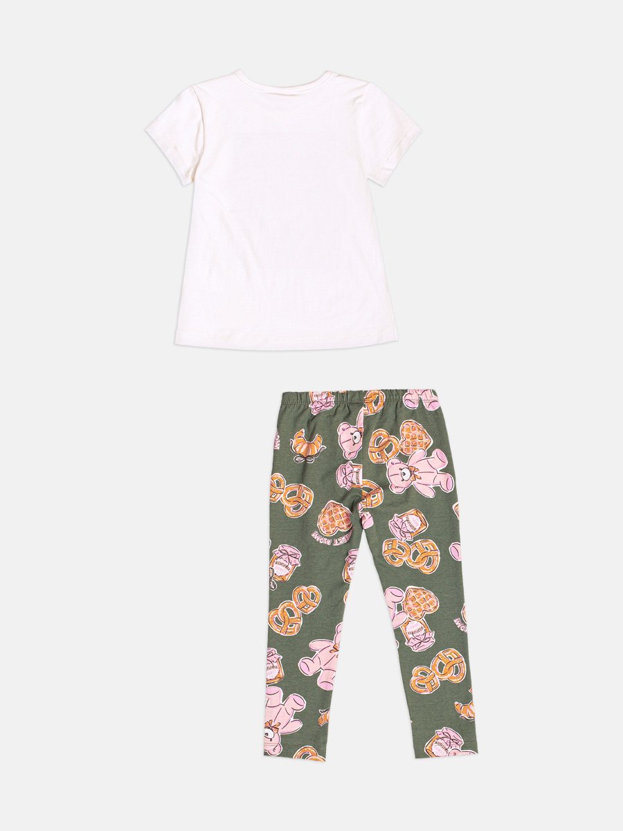 Sweet Bear Printed Girl's Children's Set