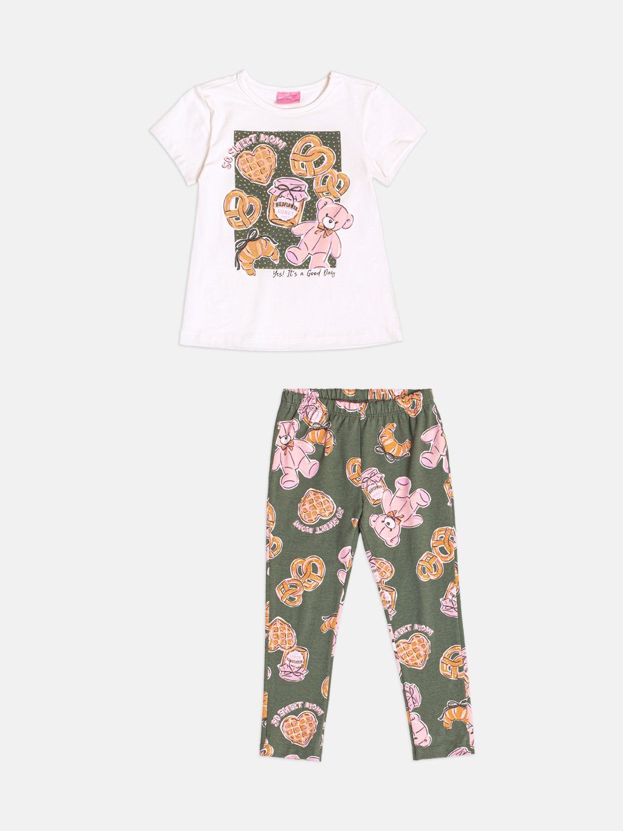 Sweet Bear Printed Girl's Children's Set