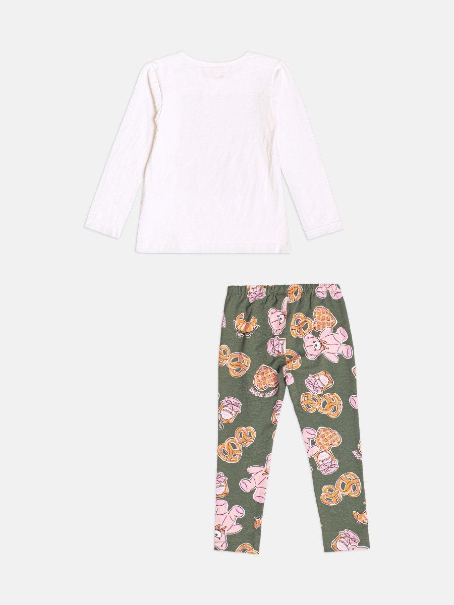 Girls Long Sleeve Sweet Bear Printed Set