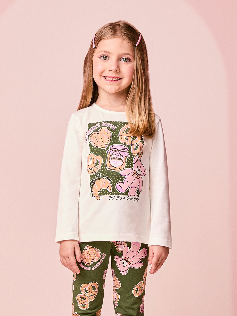 Girls Long Sleeve Sweet Bear Printed Set
