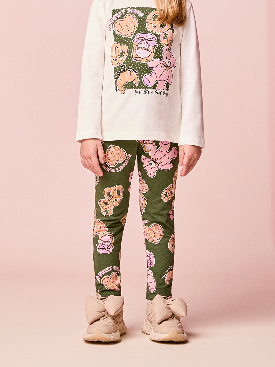 Girls Long Sleeve Sweet Bear Printed Set