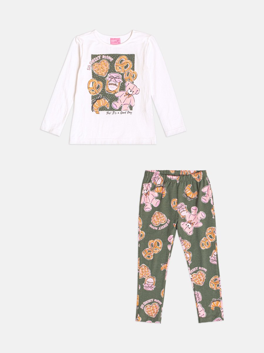 Girls Long Sleeve Sweet Bear Printed Set
