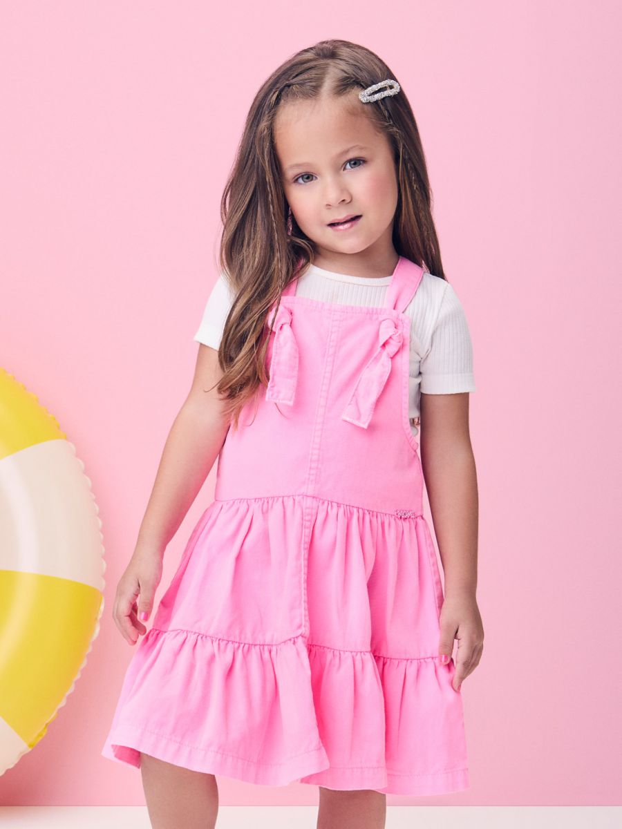 Neon Pink Twill Salopette