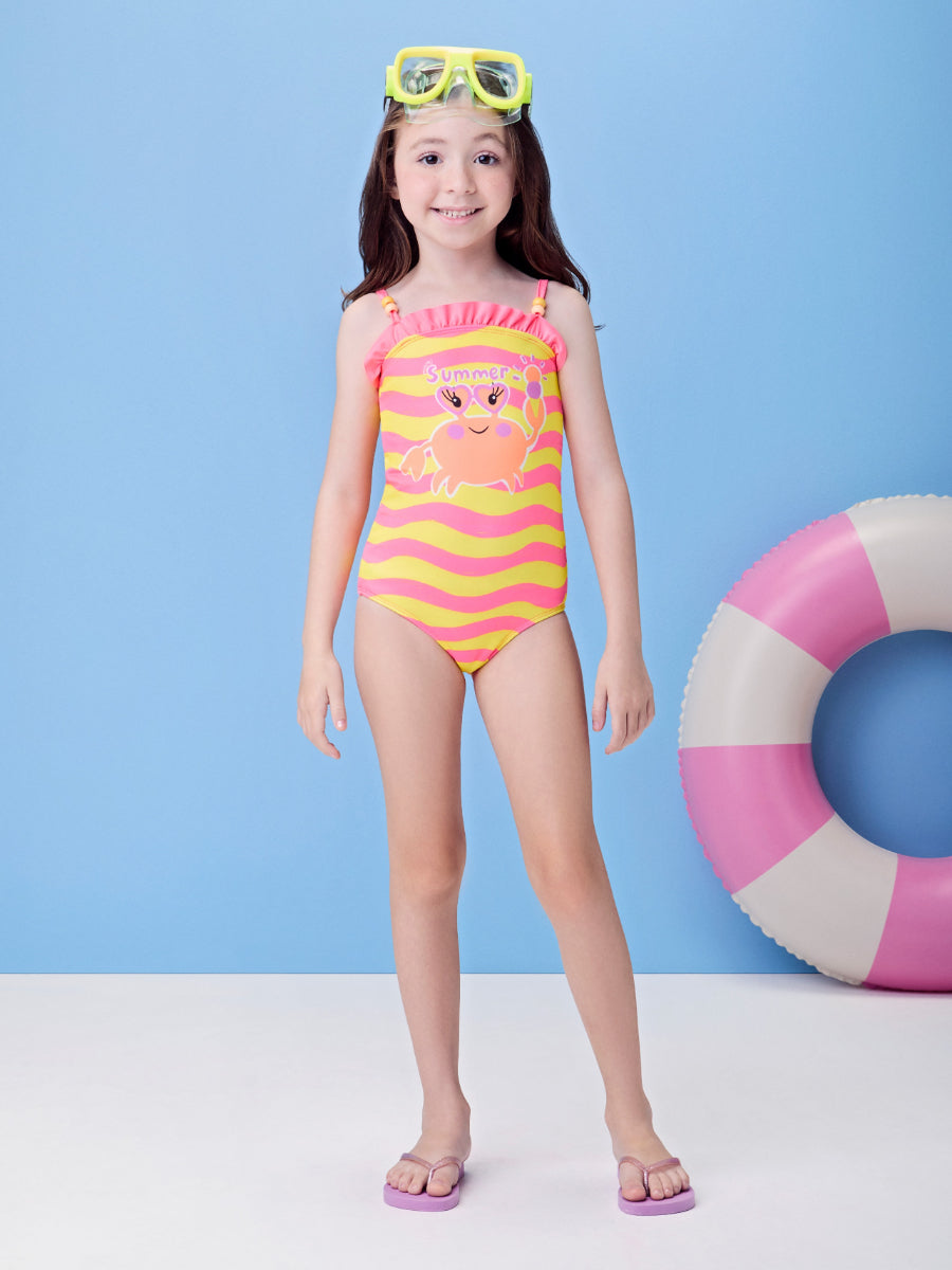 Pink Siri Swimsuit with Ruffles