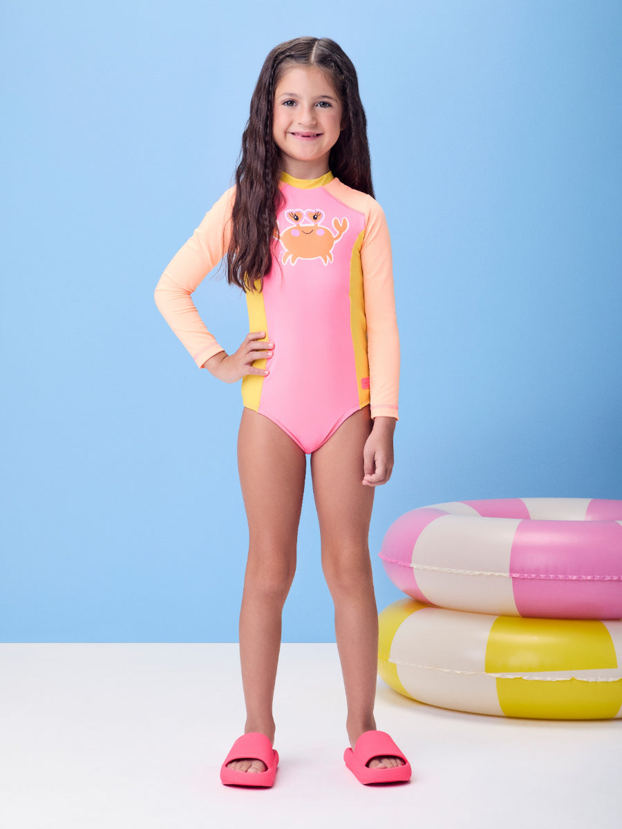 Siri Pink Long Sleeve Swimsuit
