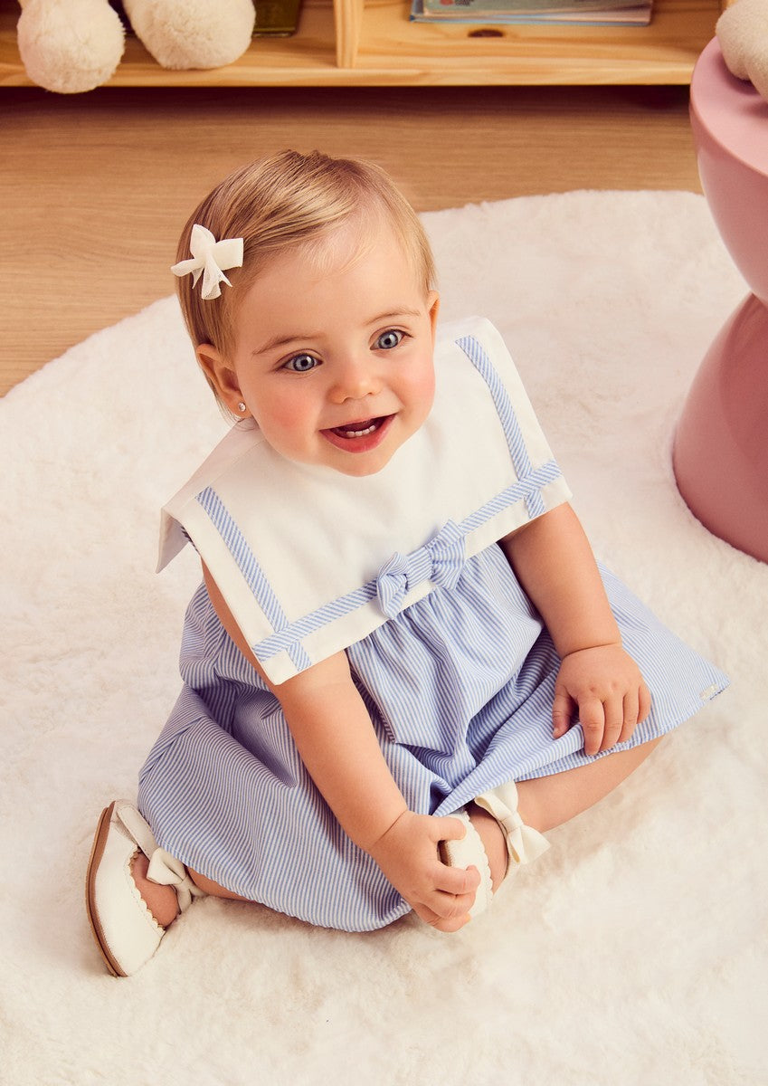 Blue Striped Dress with Bow