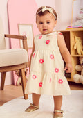Off Dress with Embroidered Flowers