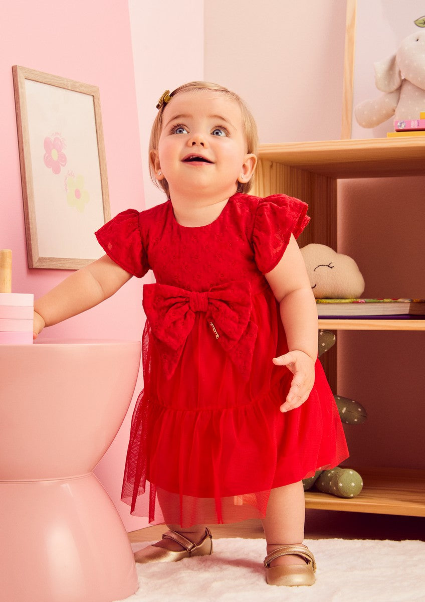Red Laise Dress with Flowers
