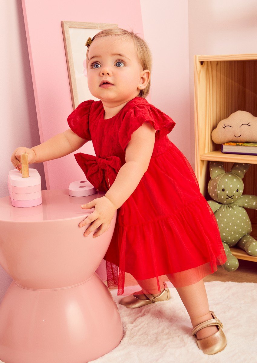Red Laise Dress with Flowers