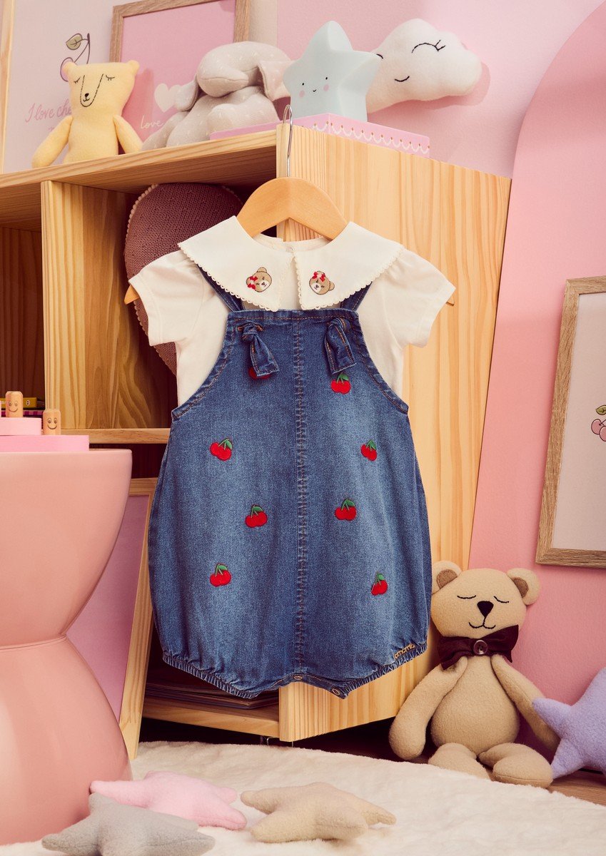 Bodysuit with Bear Patch on the Collar