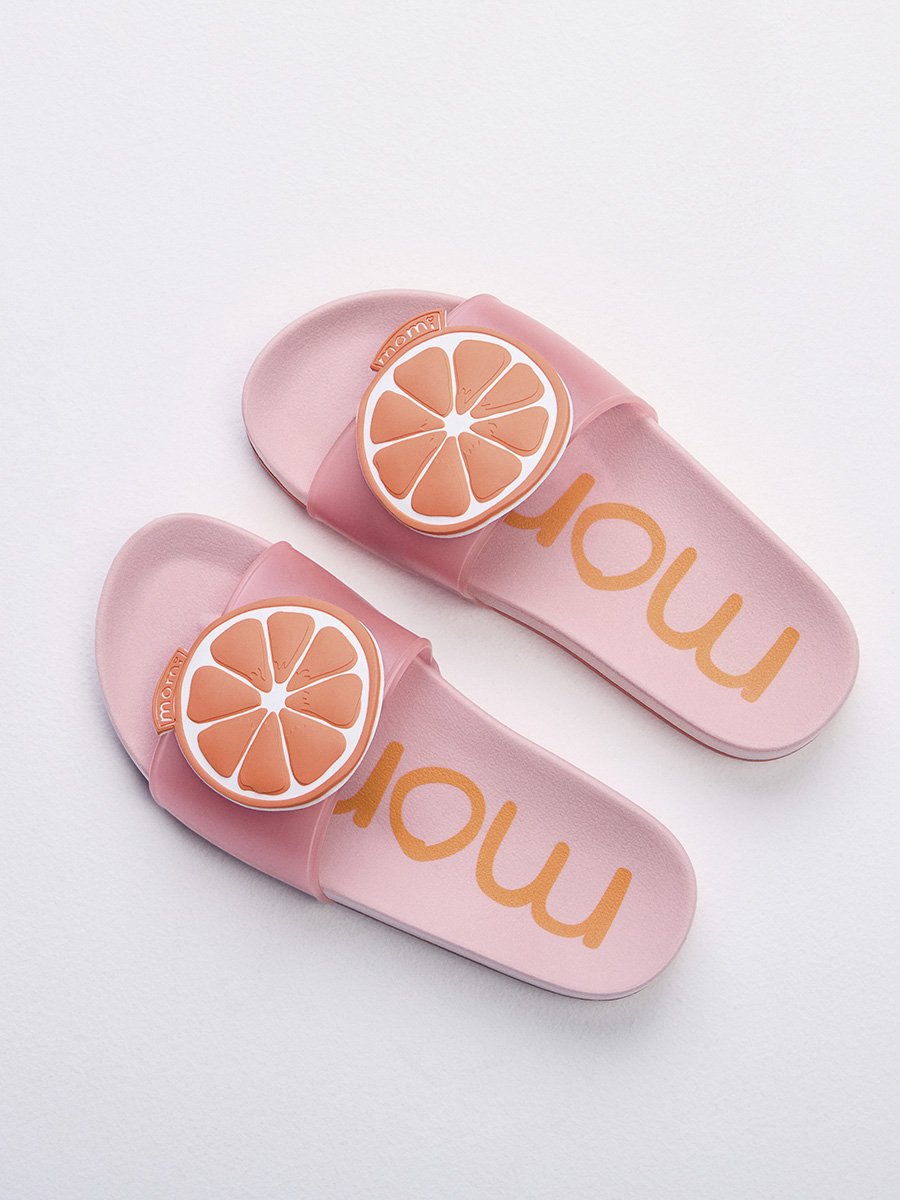 Girl's Slide Flip Flop with Orange Patch