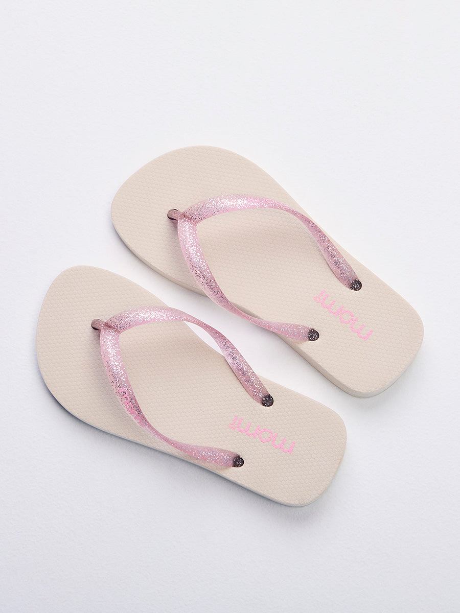 Beige Flip Slipper with Glitter Straps