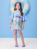 Striped Bathrobe with Stitch Cap