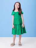 Pure Green Dress with Little Flowers